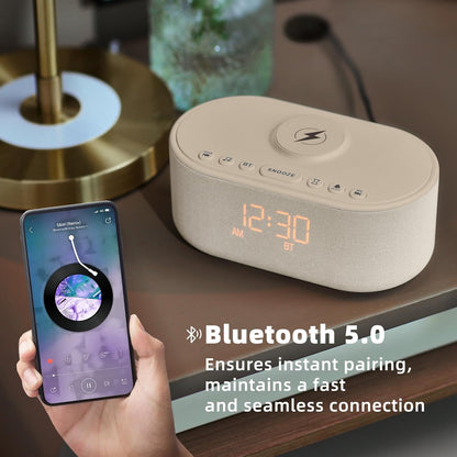 Odokee Sound Machine Alarm Clock for Bedrooms with Wireless Charging