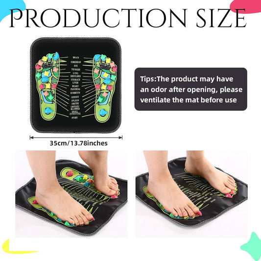 TrelaCo Foot Acupressure Massage Mat with Stones, 13.78 x 13.78 Inches