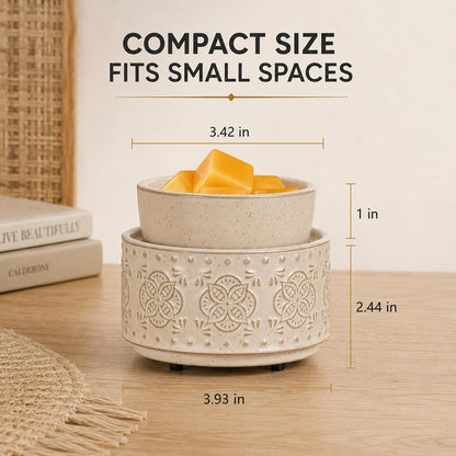mocosa Ceramic Wax Melt Warmer, 3-in-1 Electric Wax Warmer for Scented Wax Melts, Flameless Candle Wax Burner for Home Fragrance, Bedroom Bathroom Office Decor, Gifts for Women Mom(Beige-Granular)