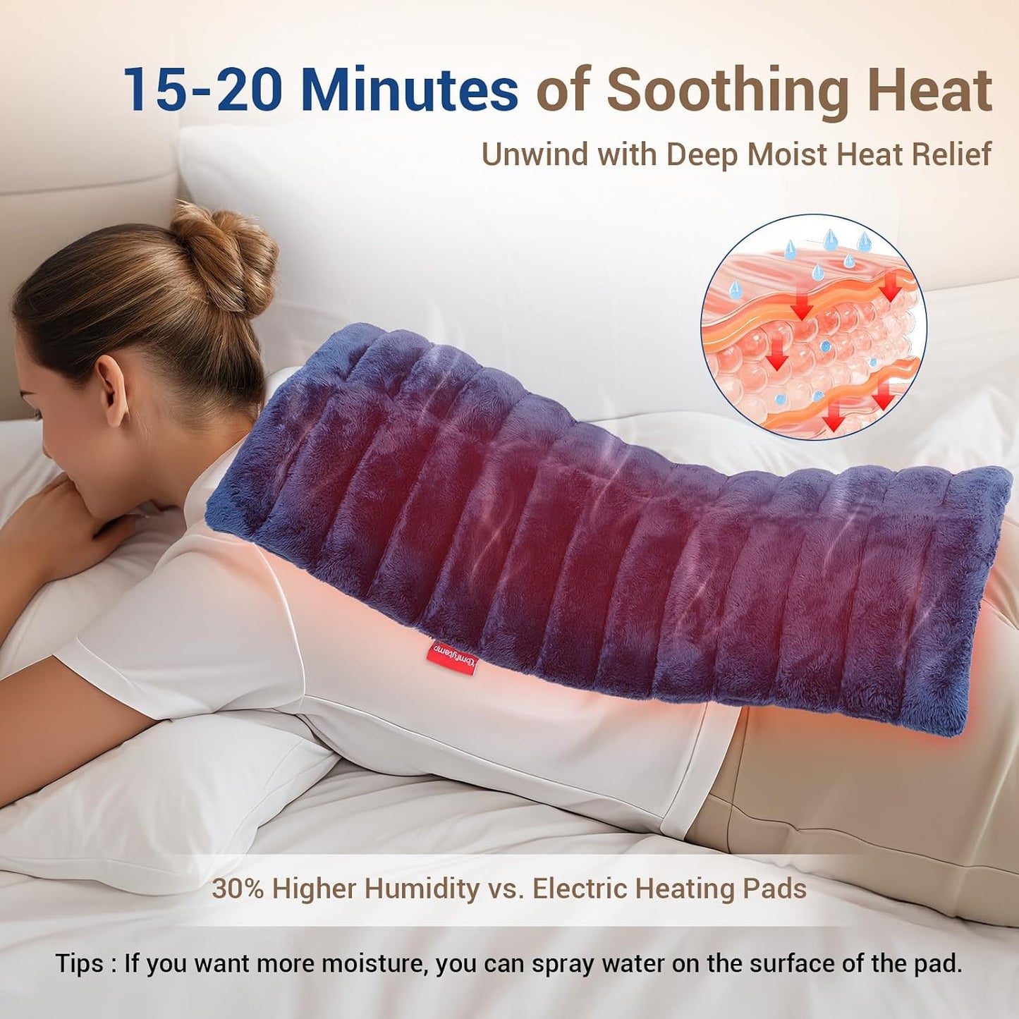 Comfytemp Large Microwave Heating Pad for Sciatica, Back Pain Relief, Period Cramps, FSA Eligible HSA, Fathers Day Dad Men Gift,12"x22" 3.6LB Moist Microwavable Heating Pads, Warm Compress Women Gift