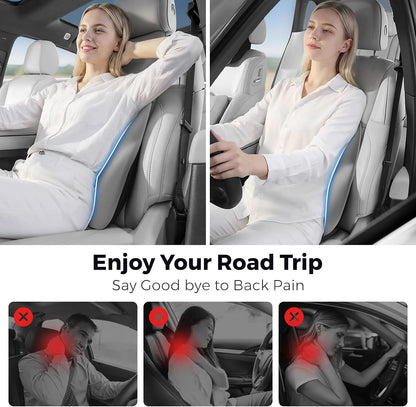 BEBAS Lumbar Support Pillow for Car, Memory Foam Back Cushion for Driving, Ergonomic Lumbar Pillow for Pain Relief, Comfort Lower Back Support for Office Chairs, Car Seat, Wheelchair -Black