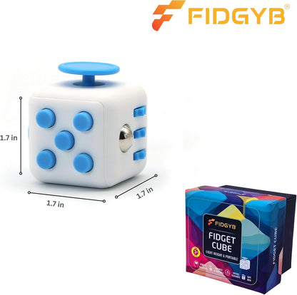Cube Fidget Stress Relief Toy for Adults & Kids, Smooth, Quiet Sensory Toy for Anxiety, Focus & ADHD Idea[WHI_Blue]