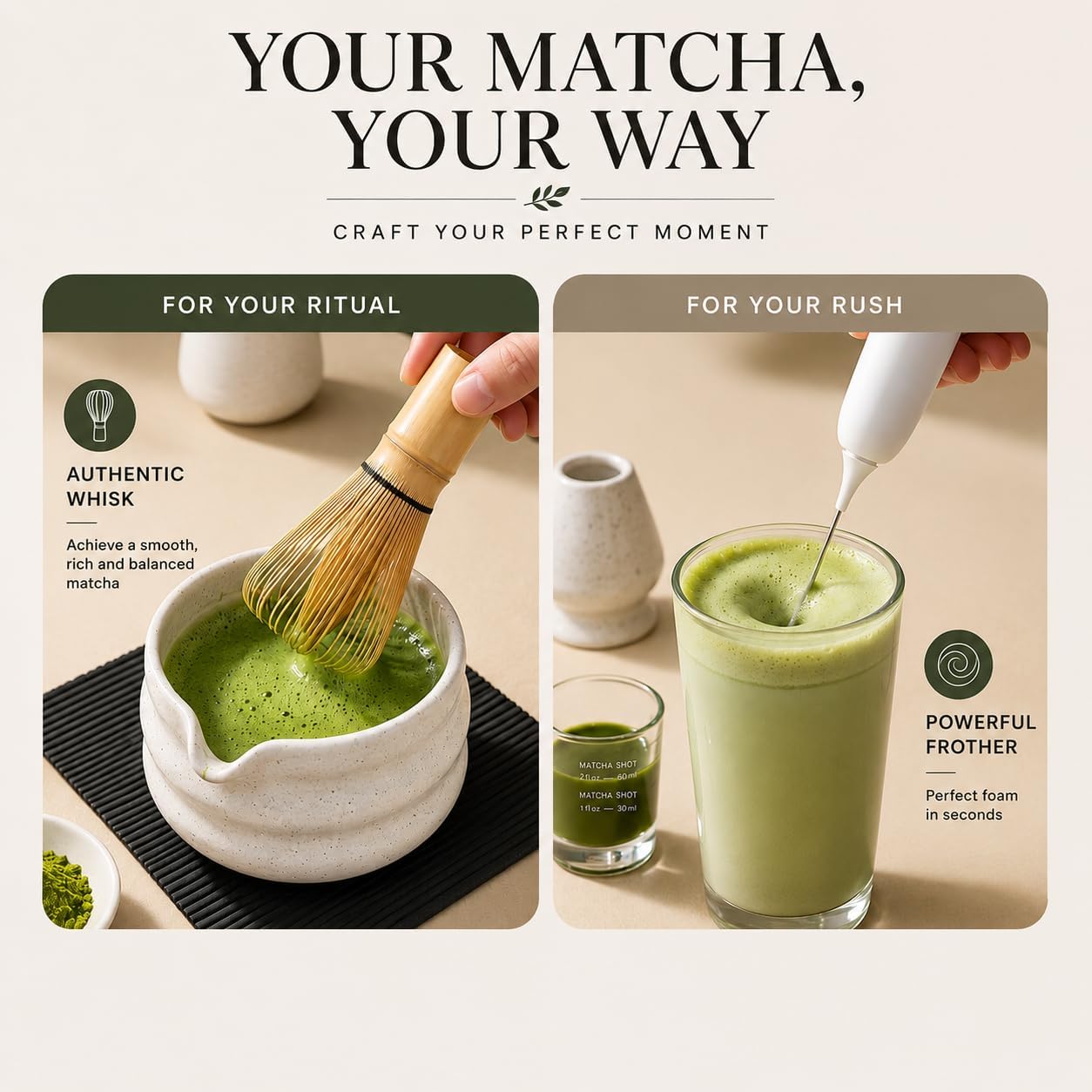 BARISTA EMPEROR® MATCHA WHISK SET PREMIUM 11pcs - Professional Matcha Kit Set with Matcha Bowl, Matcha Whisk, Milk Frother, Spoon, Sifter, Scoop, Stand, Cup, Tea Mat, Cloth - Matcha Bowl Set