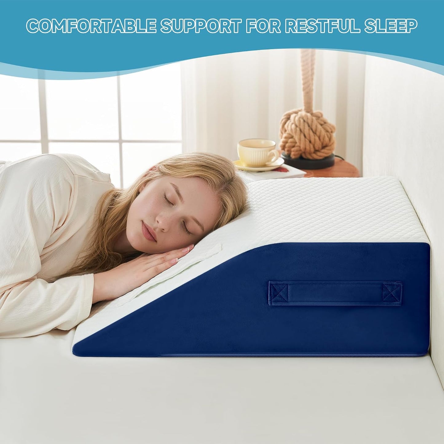 Yojoker 4PCS Orthopedic Bed Wedge Pillow Set for Sleeping, Post Surgery Foam Pillow for Body, Back and Leg Pain Relief, Triangle Adjustable Support Pillow - Acid Reflux, Anti Snoring & GERD Sleeping