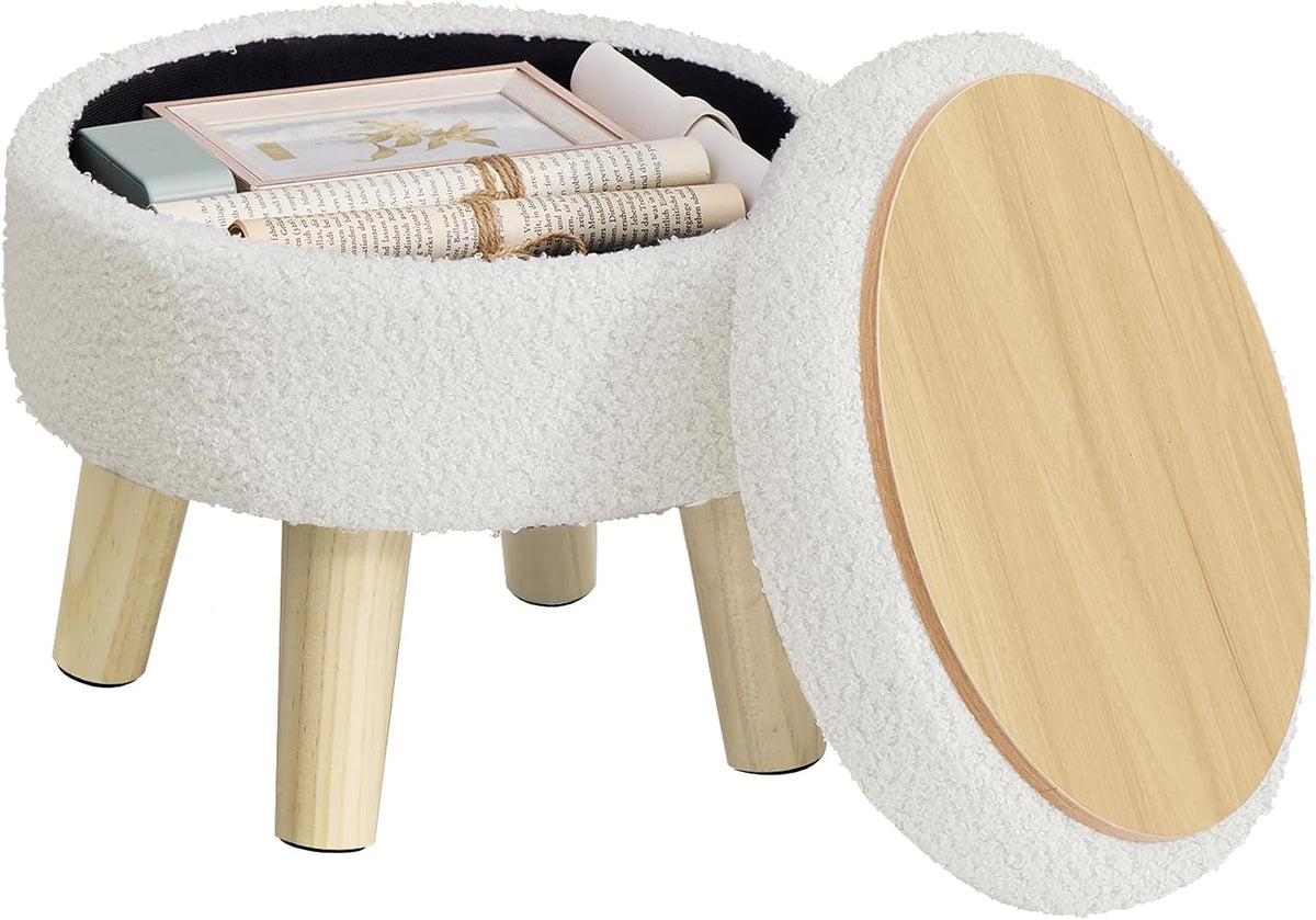 SONGMICS Foot Stool Ottoman, Small Storage Ottoman with Legs, 15.7 Inches