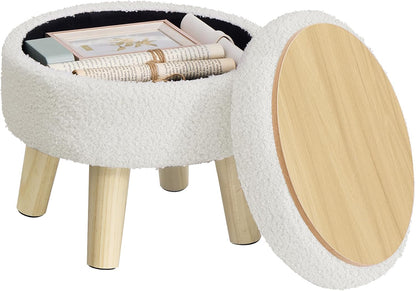 SONGMICS Foot Stool Ottoman, Small Storage Ottoman with Legs, 15.7 Inches
