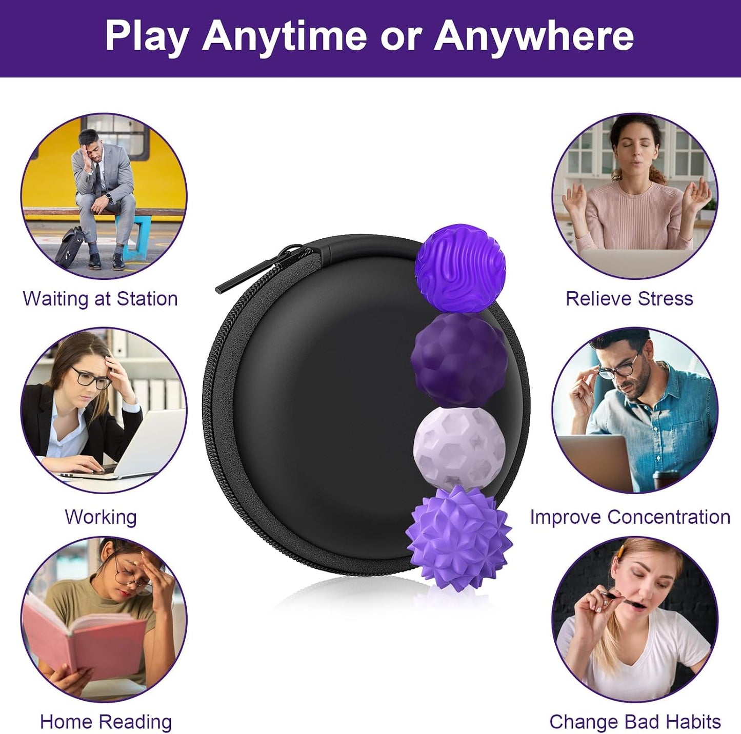 BUSOHA Silicone Magnetic Fidget Balls - 4 Pack Fidget Toys for Adult