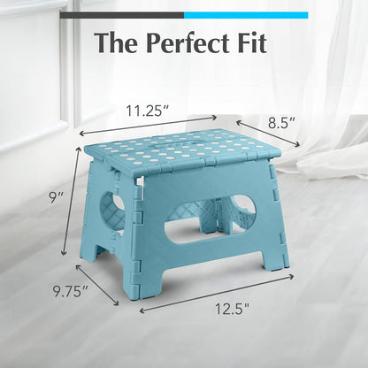Handy Laundry Folding Step Stool - Sturdy Enough Collapsible Stool to Support Adults - Opens Easy with One Flip - Great for Kitchen, Bathroom or Bedroom (Black - 9 Inch)
