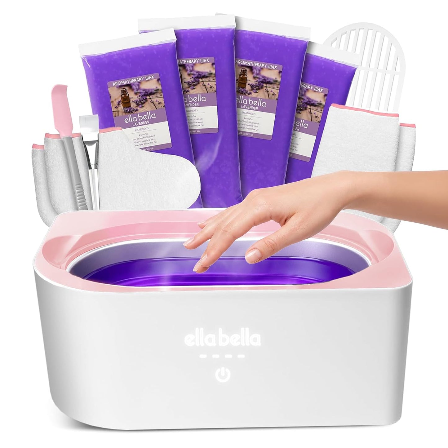 ELLA BELLA® Paraffin Wax Machine for Hand and Feet • Parafin Wax Warmer • Everything in One Kit – Paraffin Wax Refills, Mitts & Booties • Soothing Relief with Parrafin Wax • At Home Spa Experience