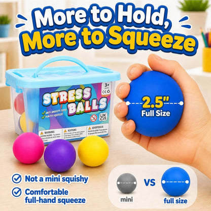 24 Pack Slow Rise Stress Balls, 2.5" Full Size Squishy Balls, Soft Stretchy Sensory Fidget Toys for Adults Kids, Classroom Rewards, Prize Box Toys, Office Stress Toys & Gifts
