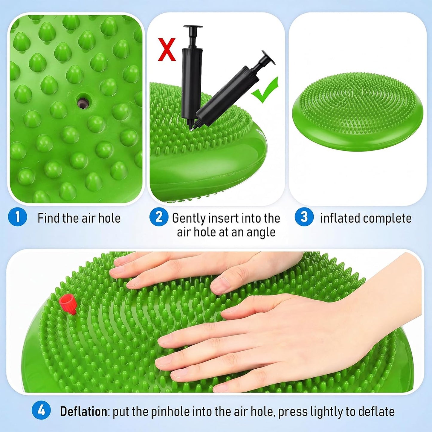 Outus 2 Pcs Balance Disc Inflated Wobble Cushion for Sensory Kids 13. 4 Inch Wiggle Seat Flexible Seating with Hand Pump for Kids Men Women Classroom Exercise Office Home Chair