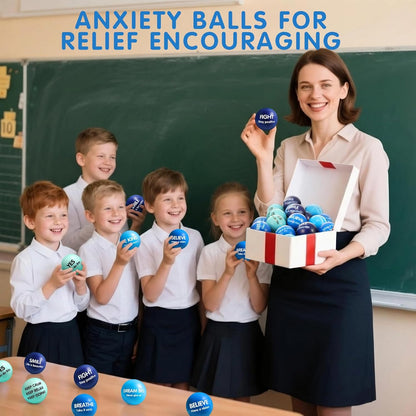 Liliful 100 Pcs Motivational Stress Balls Bulk Inspirational Squeeze Balls for Adults Anxiety Relief Fidget Toys Office Employee Gifts Classroom Rewards 2.2 Inch (Bright Colors)
