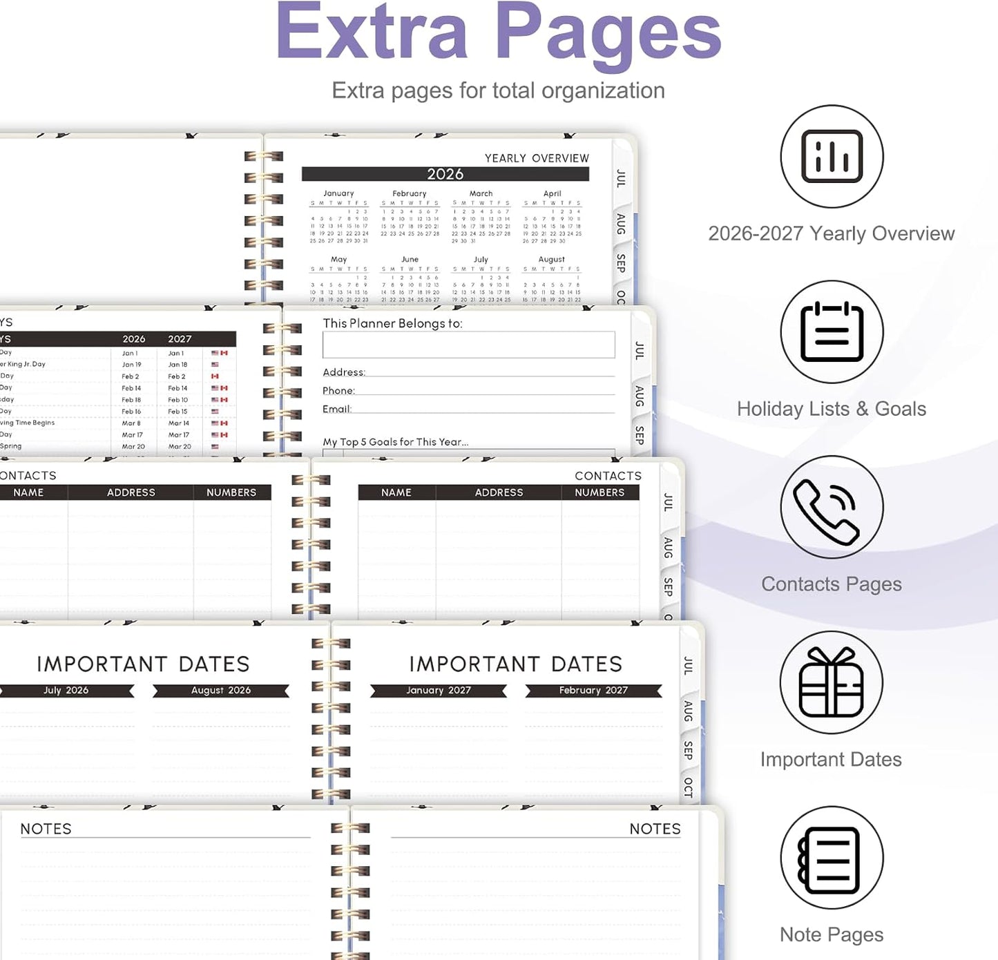 Planner 2026-2027, Weekly and Monthly Calendar Planner, JUL 2026 - JUN 2027 | Academic Year, Daily Agenda Book, A5(6.3'' x 8.5''), Sprial Bound, Inner Pocket, Office School Use
