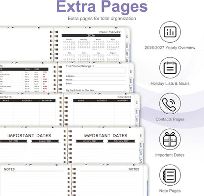 Planner 2026-2027, Weekly and Monthly Calendar Planner, JUL 2026 - JUN 2027 | Academic Year, Daily Agenda Book, A5(6.3'' x 8.5''), Sprial Bound, Inner Pocket, Office School Use