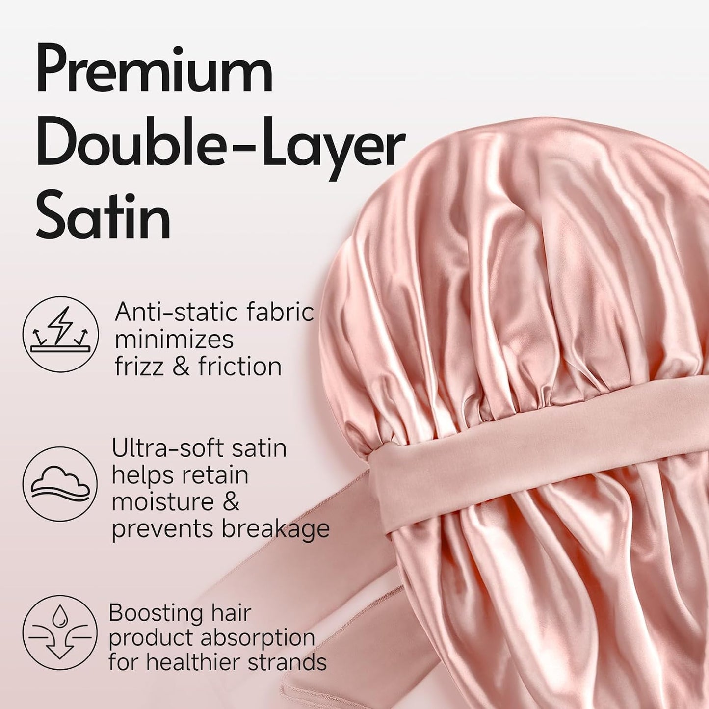 Yanideer 3 pcs Adjustable Satin Bonnets for Sleeping Double Layer Satin Lined Hair Bonnet with Tie Band for Women Curly Hair