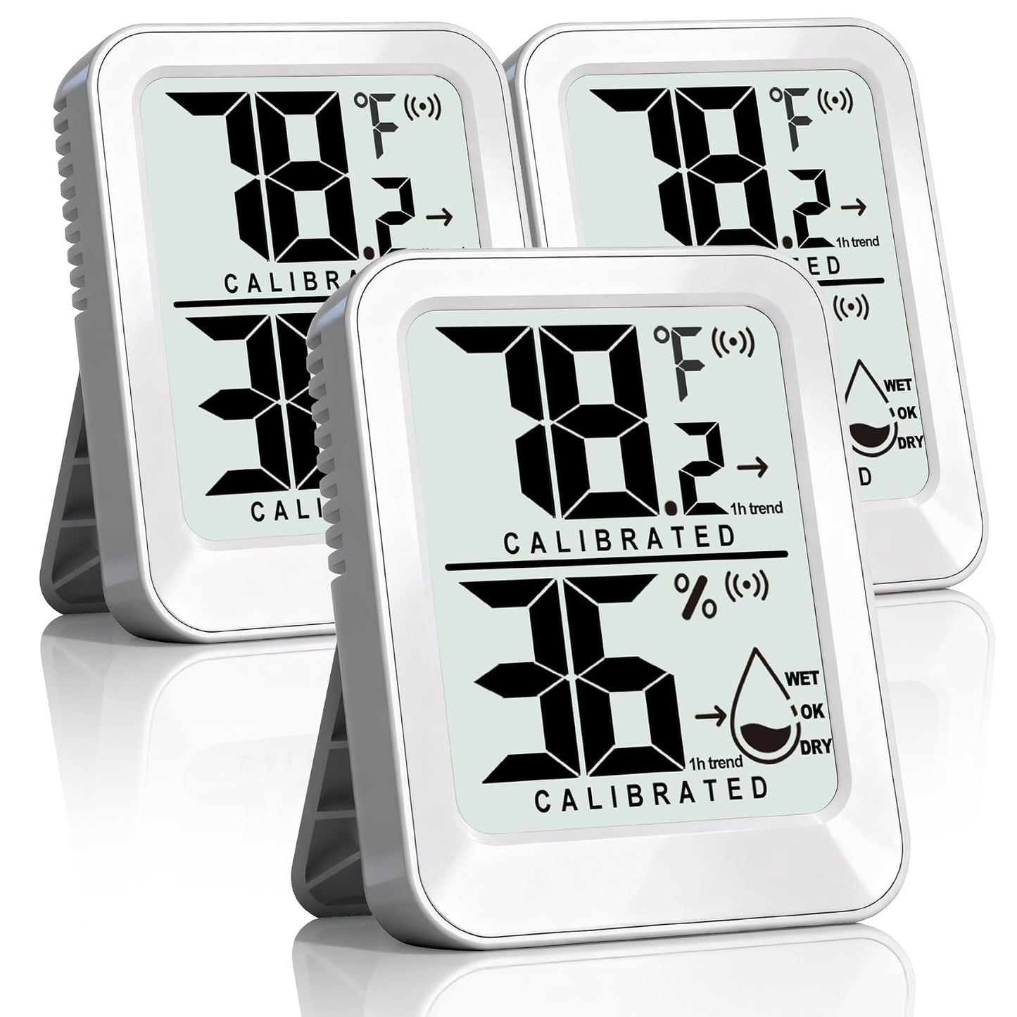 3 Pack Room Thermometer Indoor Hygrometer Digital Mini Humidity Meter Gauge with Temperature and Humidity Monitor Sensor for House, Pet, Plant, Incubator - Battery Included
