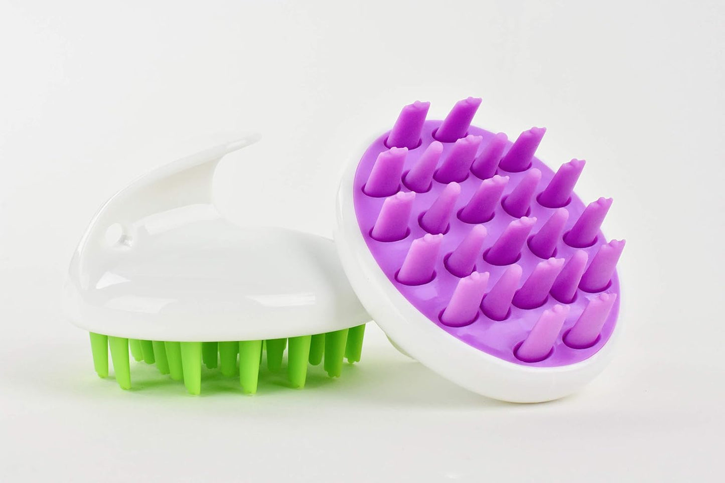 Zyllion Hair Shampoo Brush and Scalp Massager Care for Dandruff Removal, Scrubber, Hair Growth and Exfoliator with Flat and Pointed Soft Silicone Bristles for Women and Men - Green (ZMA-12-GR)