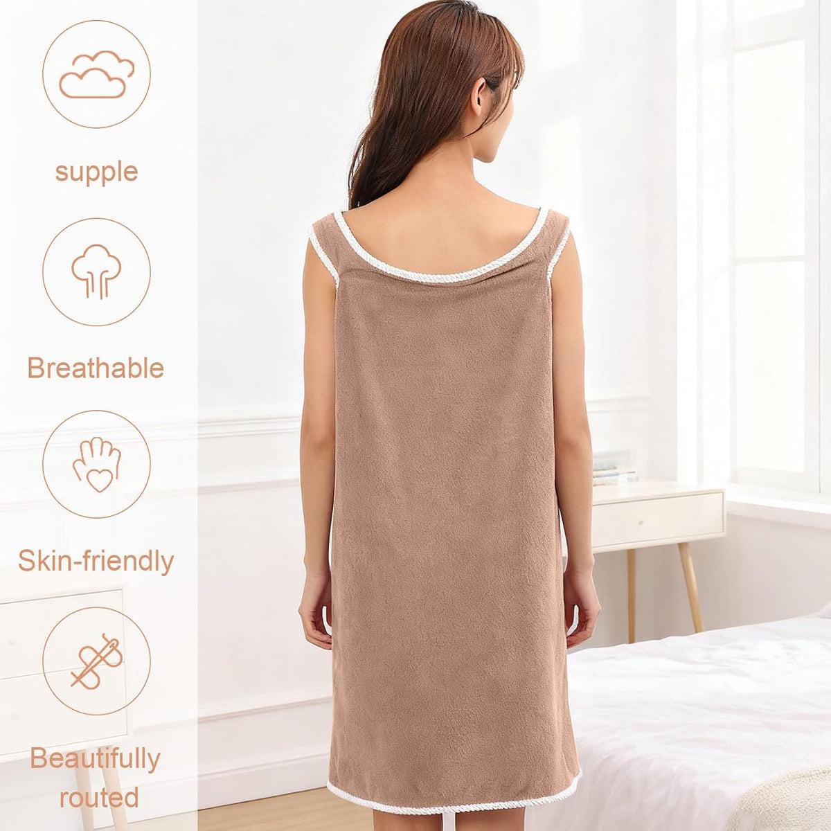 Women's Wearable Towel Bathrobe,Plus Size Wearable Shower Skirt,Quick Dry Absorbent Bath Towel for Comfortable Home Spa Body,Green, 53x31in/50-70kg
