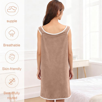Women's Wearable Towel Bathrobe,Plus Size Wearable Shower Skirt,Quick Dry Absorbent Bath Towel for Comfortable Home Spa Body,Green, 53x31in/50-70kg