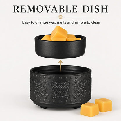 mocosa Ceramic Wax Melt Warmer, 3-in-1 Electric Wax Warmer for Scented Wax Melts, Flameless Candle Wax Burner for Home Fragrance, Bedroom Bathroom Office Decor, Gifts for Women Mom(Beige-Granular)