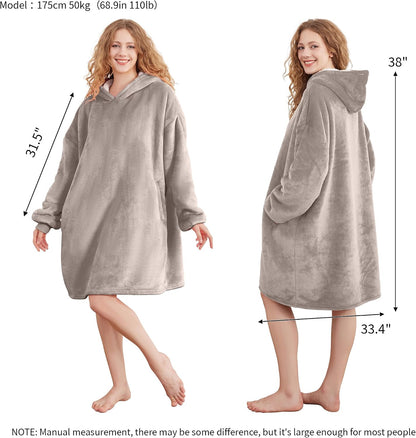 AmyHomie Wearable Blanket Hoodie for Adults & Teens,Oversized Sherpa Hooded Blanket,Warm Cozy Blanket Sweatshirt as Christmas Birthday Gifts for Women Men