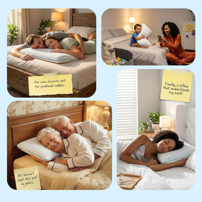 Thin Pillow for Sleeping, Cooling Gel Flat Pillow for Stomach and Back Sleepers, Ultra Slim Stomach Sleeping Pillows for Shoulder Neck Pain Relief, Low Profile Memory Foam Pillows 2.25-inches
