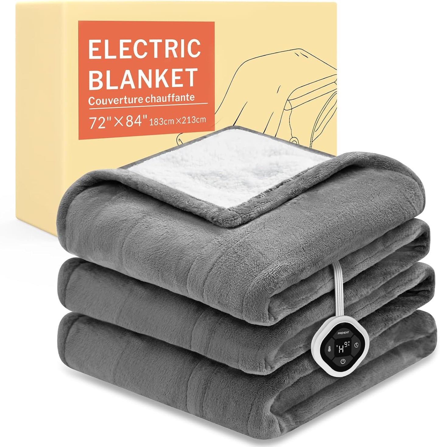 HOMLYNS LuxeHeat Heated Blanket Electric Blanket, Soft Flannel Sherpa Heated Throw, Heating Blanket with 5 Heat Settings, 3 hrs Timer Auto Shut Off (50x60 inches, Purple), Only for 120V Voltage Use