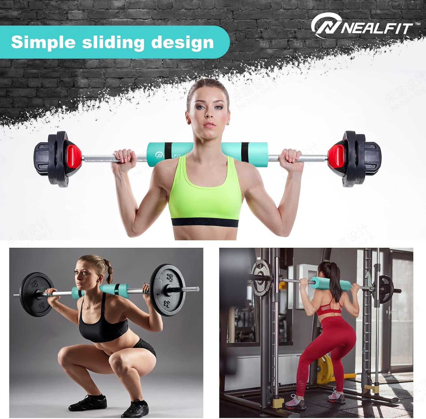 NEALFIT Barbell Pad Squat Pad for Squats—Squat Bar Pad—Great for Weightlifting,Lunges and Hip Thrusts—Foam Sponge Pad—Fit Standard and Olympic Bars Perfectly