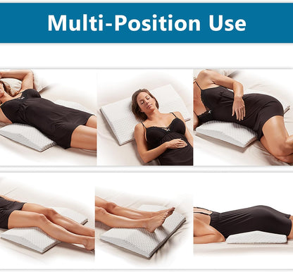 ComfiLife Lumbar Support Pillow for Sleeping Memory Foam Pillow for Back Pain Relief - Side, Back and Stomach Sleepers- Triangle Wedge Pillow - Bed Rest Pillow - Medium-Soft (White, Standard)