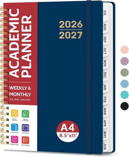 Planner 2026-2027 for Women & Men, Academic Monthly and Weekly Calendar Planner, Jul 2026 - Jun 2027, A5 (6.3" x 8.5"), Teacher Student Planning Book with Tabs, Ideal for Office School Supplies - Pink