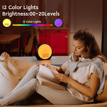 Wake Up Light Sunrise Alarm Clock White Noise Machine with Sunrise Sunset Simulation for Heavy Sleepers Kids Bedroom Dual Alarms Snooze Sound Brown Noise Machine with 25 Sounds for Sleeping