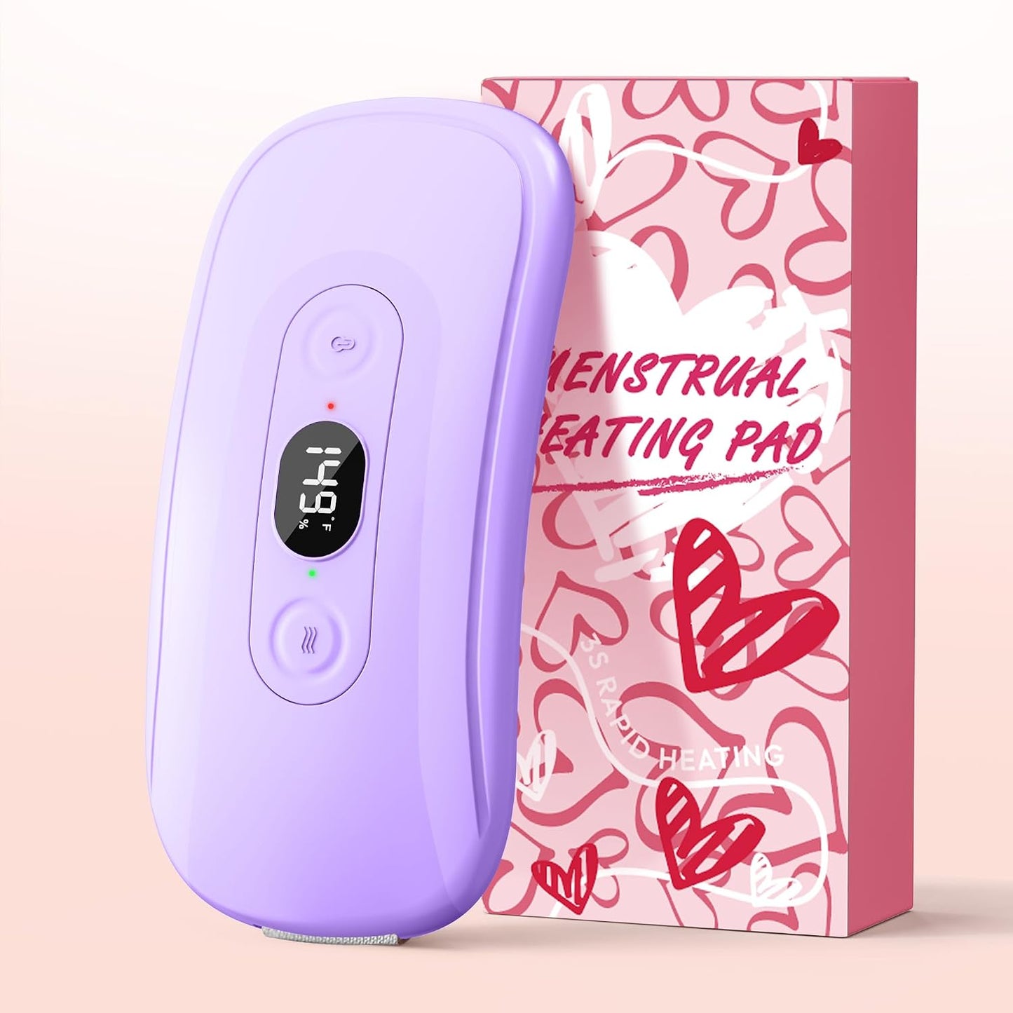 Portable Heating Pad: 2 Timer 6 Heat Levels 6 Vibration Modes Cordless Electric Heating Pad 3s Fast Heating Travel Heating Pad Gifts for Women Christmas Birthday Pink