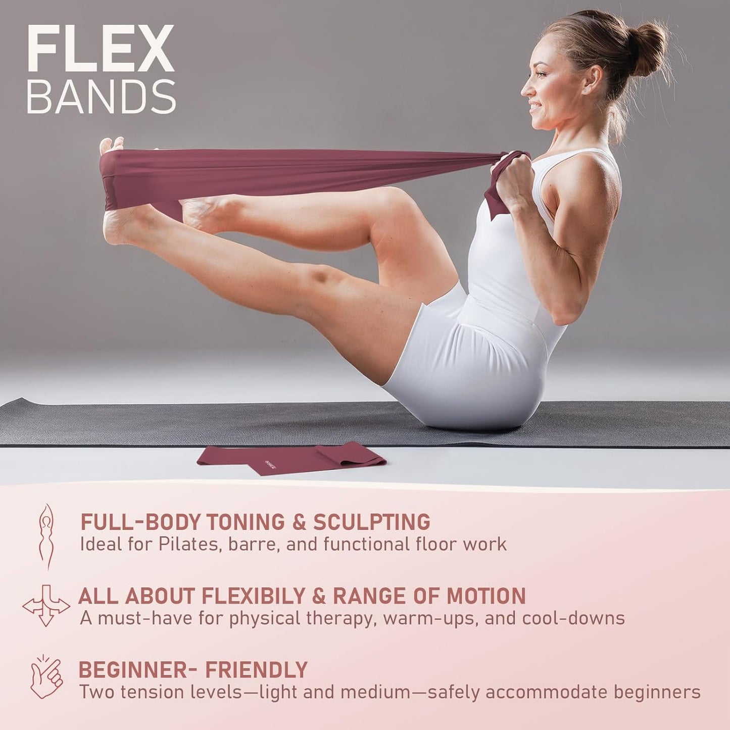 PhysKcal Pilates Kit, 15-Inch Pilates Ring with 1x Pilates Ball & 5X Bands | Aesthetic Home Pilates Equipment Set, Essential Kit for Beginners in Minimalist Style. Comes in Premium Packaging