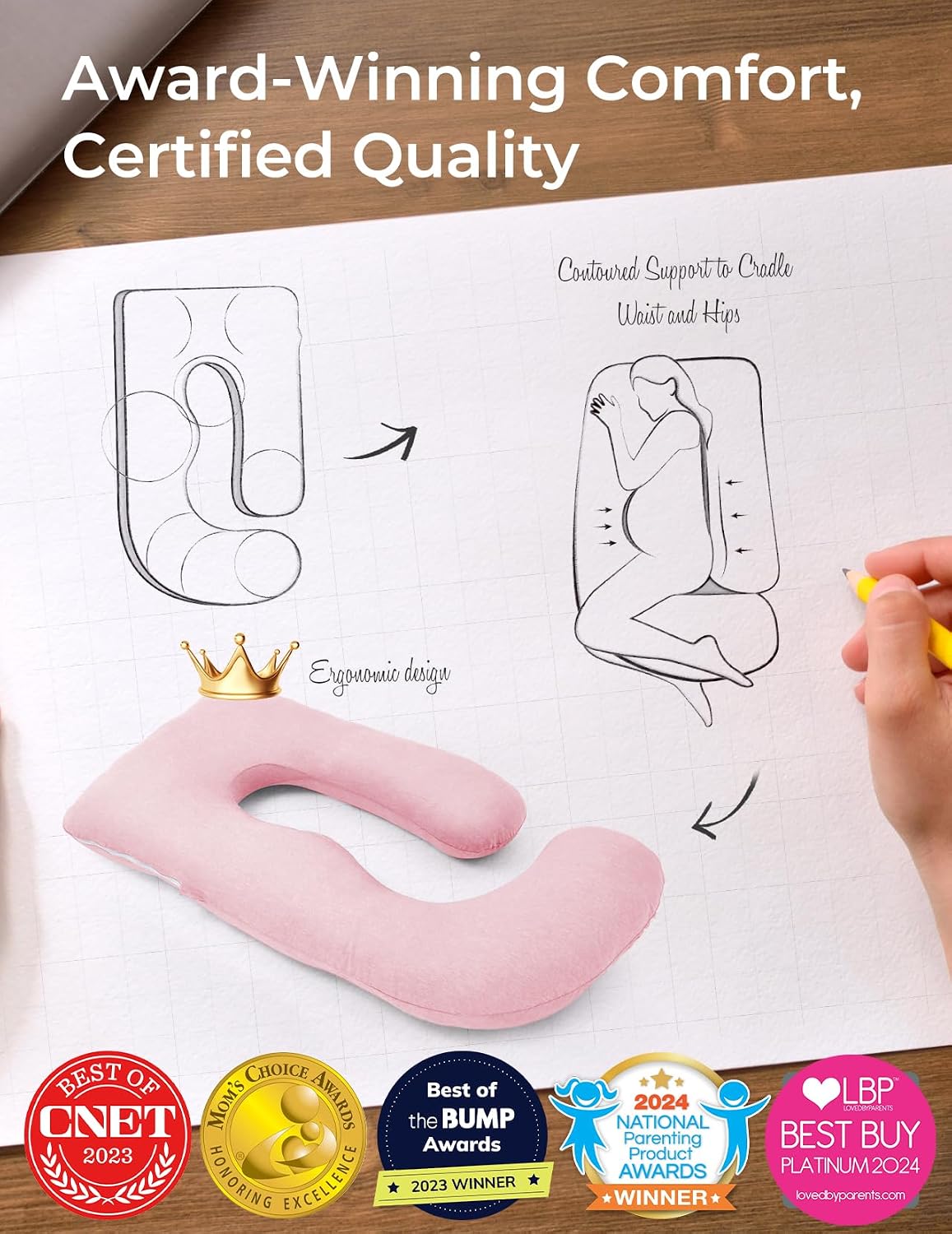 Momcozy Cooling Pregnancy Pillow - U Shaped Full Body Maternity Pillow