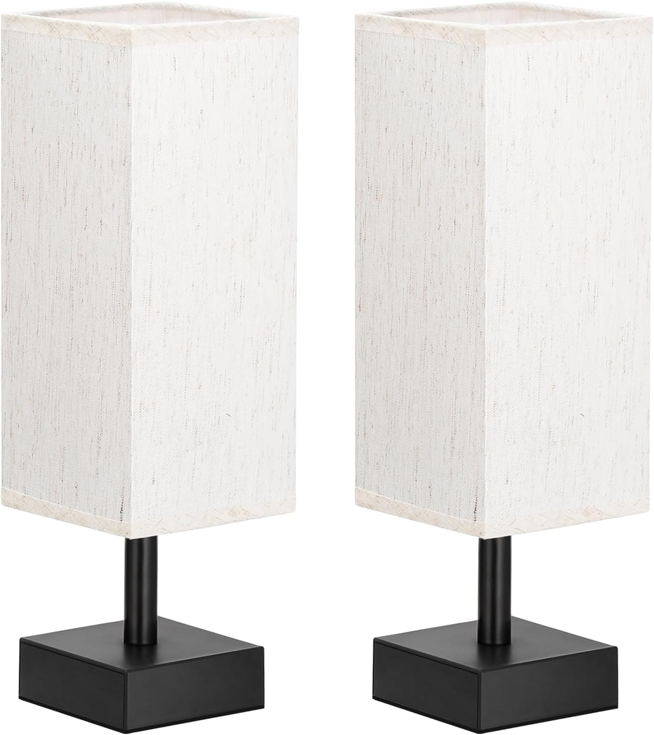 aooshine Small Table Lamp for Bedroom - Bedside Lamps for Nightstand, Minimalist Night Stand Light Lamp with Square Fabric Shade, Desk Reading Lamp for Kids Room Living Room Office Dorm