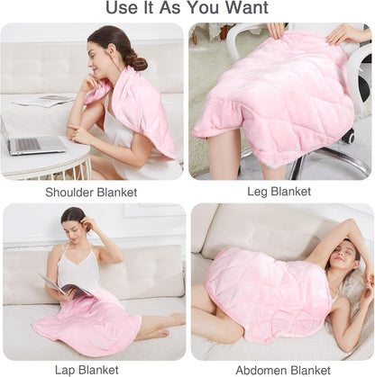 Alomidds Weighted Lap Blanket 7lbs, Cozy Breathable Flannel Weighted Lap Pad for Adults, Small Weighted Blanket for Travel, Couch, Green, 29" x 24"