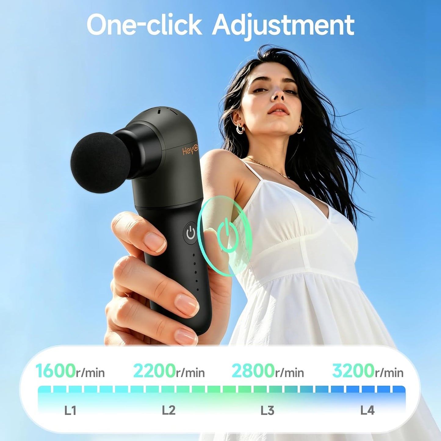 HEYCHY Super Mini Massage Gun, Deep Tissues Percussion Muscle Massager | Compact Sports Travel Massage Gun, FSA Eligible Portable Massager Gun for Her Him, Handheld Massager Gun HSA Eligible Black