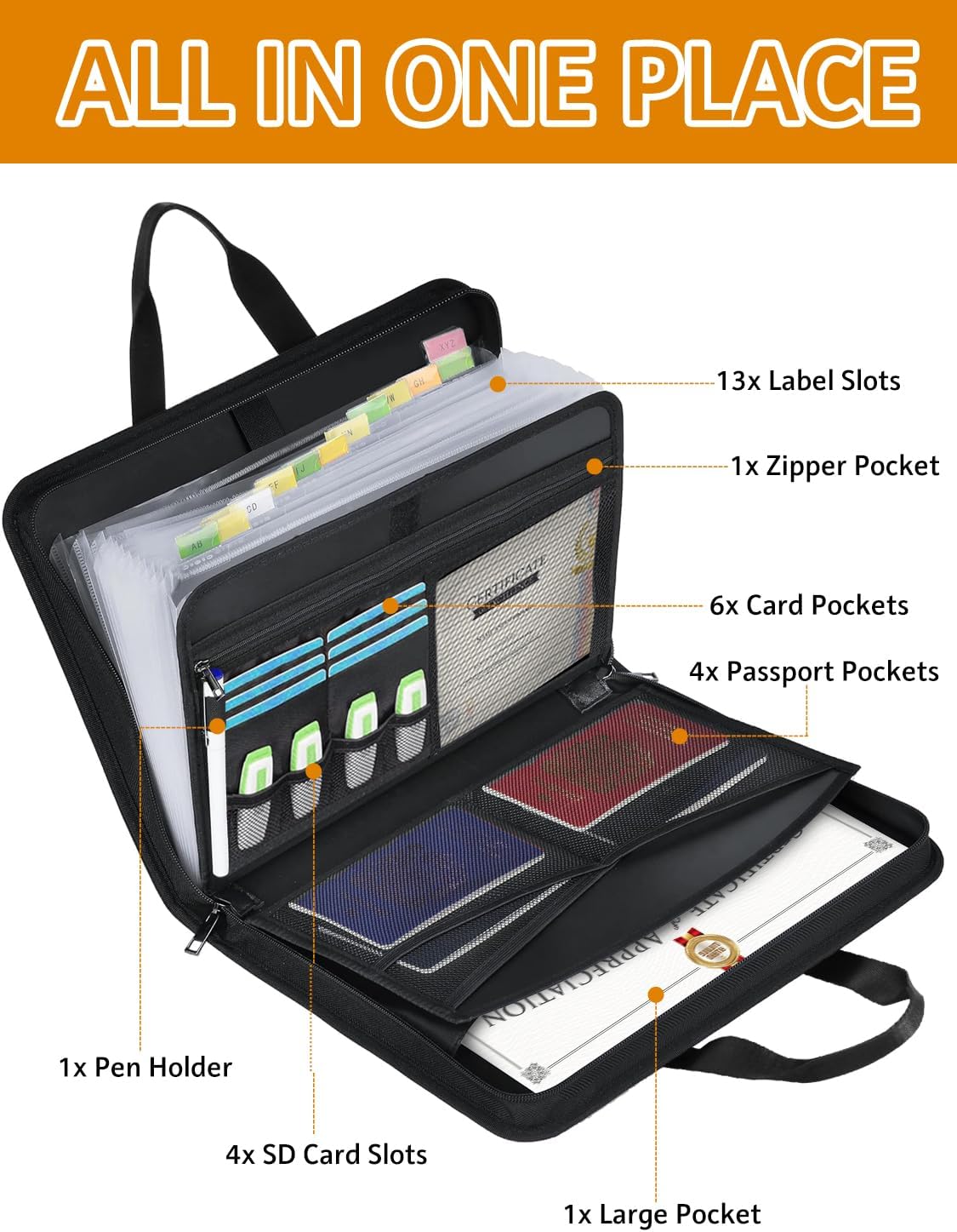 onvvippiv Important Document Organizer Folio Accordion File Organizer