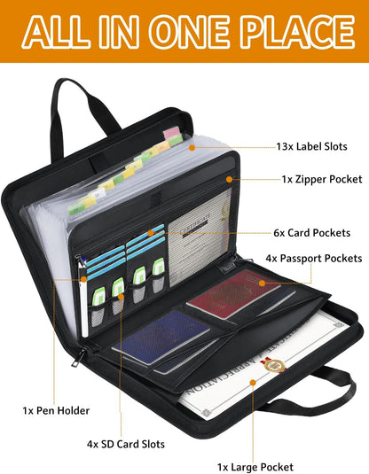 onvvippiv Important Document Organizer Folio Accordion File Organizer