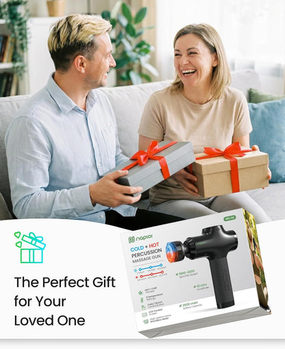 Massage Gun with Heat and Cold - [2026 Upgraded] Deep Tissue Percussion Massager, FSA Eligible Quiet Powerful Massager Gun for Pain Relief, LED Display, 5 Speeds, Carrying Case, HSA Approved