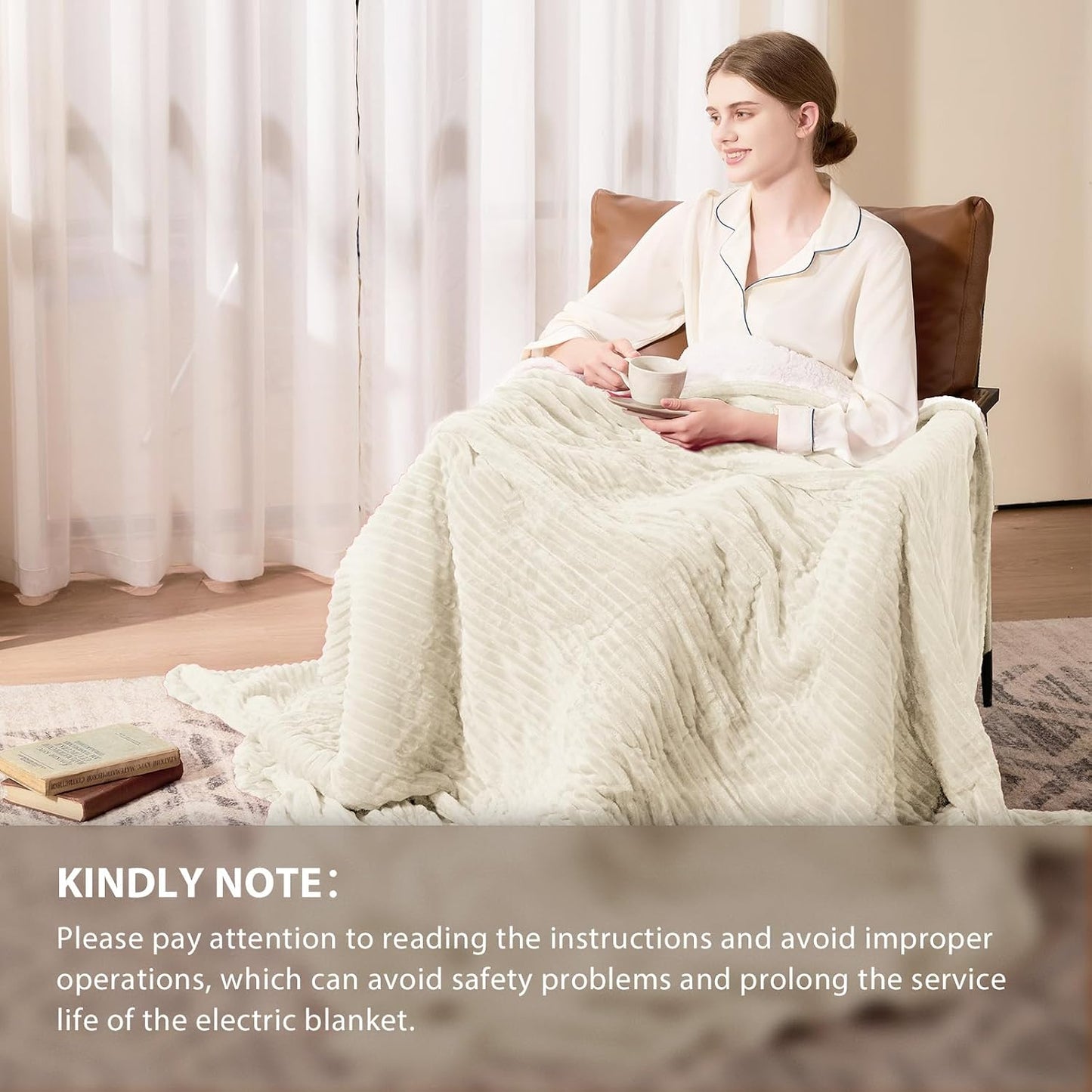 Homemate Heated Blanket Electric Throw - 50"x60" Heating Blanket Throw 1/2/4/6/8 Hours Auto-Off 10 Heat Levels Over-Heat Protection Soft Flannel Sherpa Heater ETL Certification