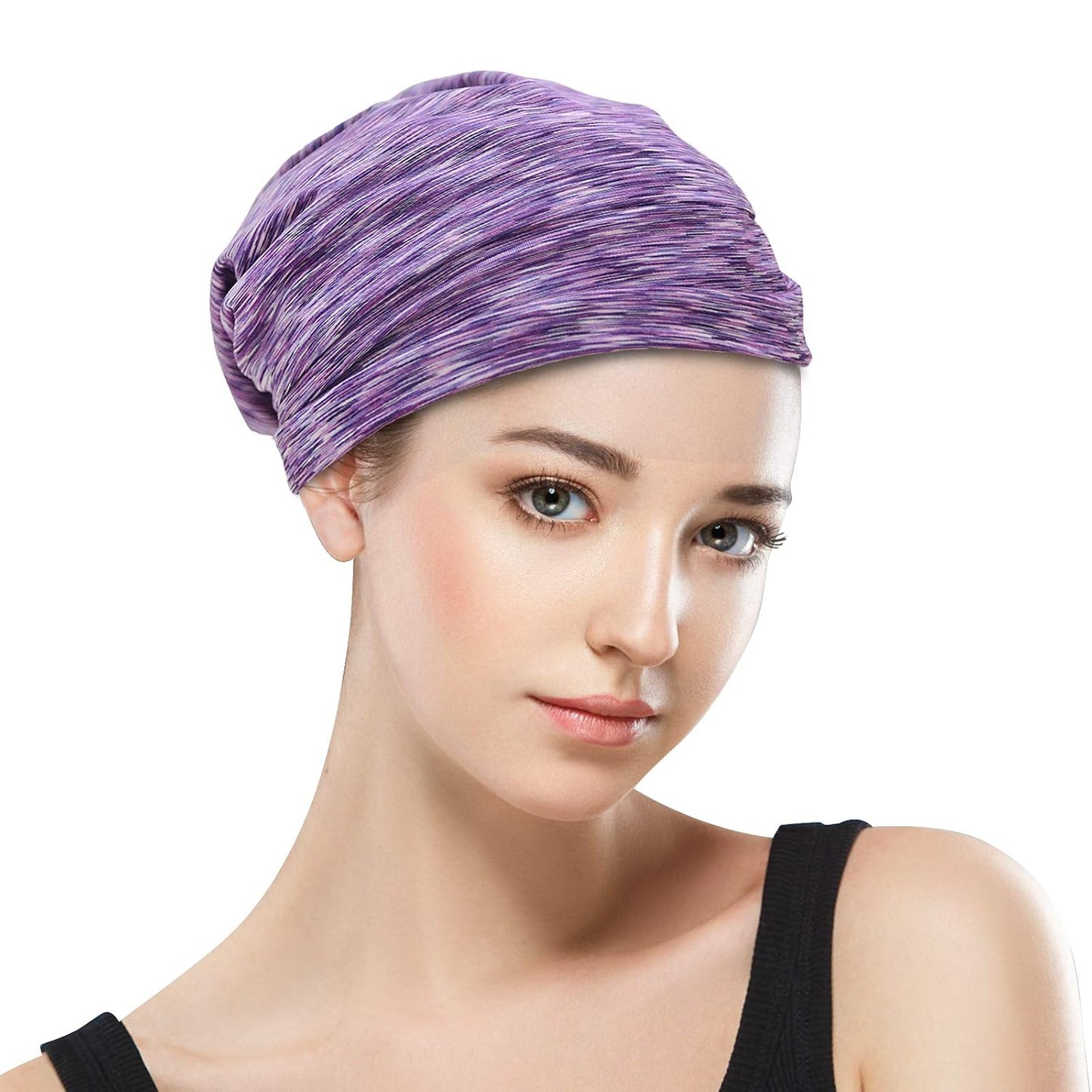 Silk Satin Lined Bonnet Sleep Cap - Adjustable Stay on All Night Hair Wrap Cover Slouchy Beanie for Curly Protection Women and Men Solid Black