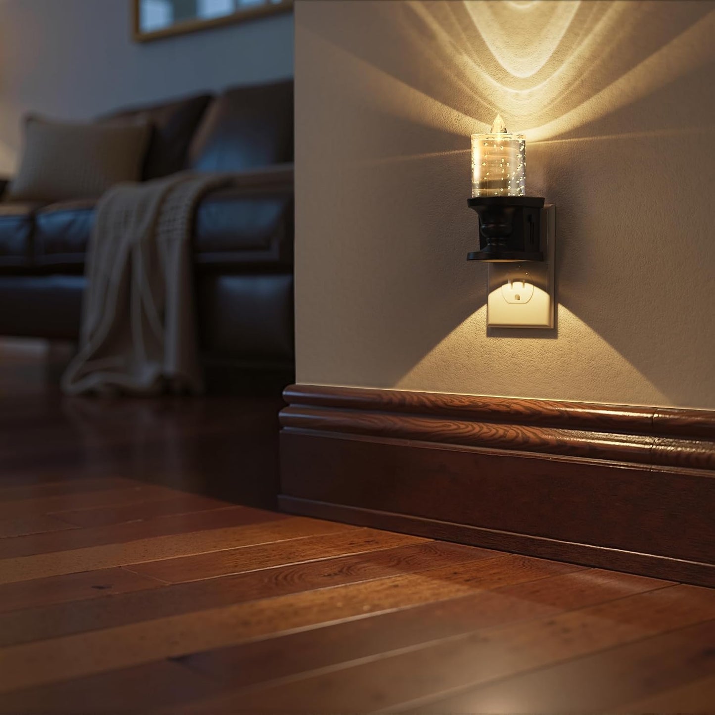 Briignite Flameless Candle Night Light, 2 Pack, Night Lights Plug into Wall, Candle Nightlight with Light Sensor, 0-100LM Dimmable LED Night Light Plug in, 1800K Amber Nightlight for Hallway Bathroom