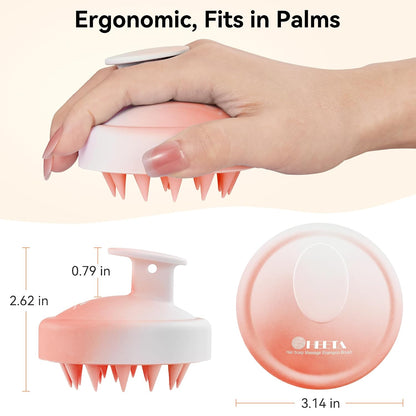 HEETA Scalp Massager Hair Growth, Soft Silicone Scalp Scrubber Shampoo Brush for Exfoliation, Dandruff Removal Head Massage Stress Relax, Wet & Dry Use for Thick Thin Curly Hair Care, Black