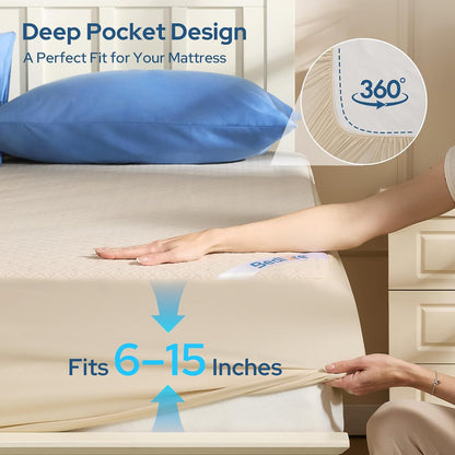 BEDLORE Queen Mattress Protector, Waterproof Noiseless Mattress Cover with Deep Pocket for 6-18 inches Mattress, Soft Breathable Mattress Pad Machine Washable (Dark Gray)