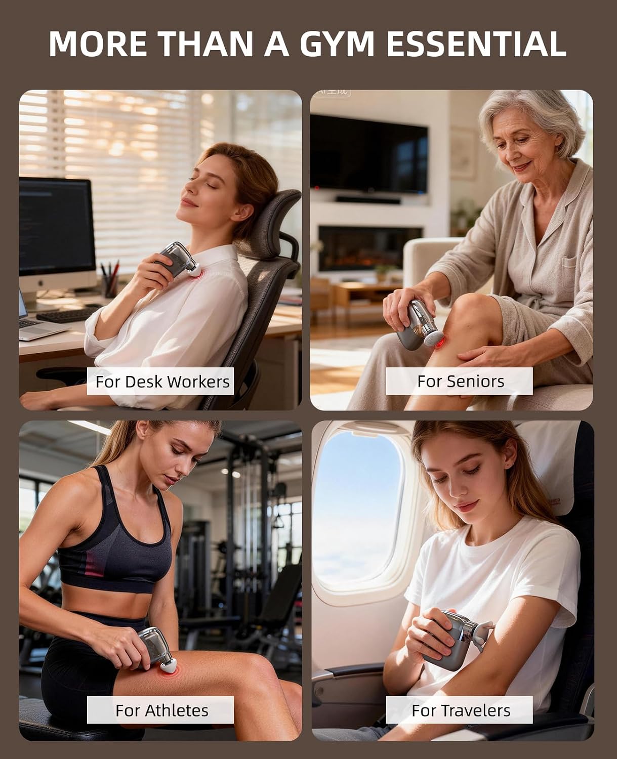 Mini Massage Gun, 0.4lb Ultra-Lightweight Pocket Sized Deep Tissue Percussion Muscle Massager, Portable Handheld Massage Gun for Travel, Gym, Office, 4 Modes, 4 Heads, Grey