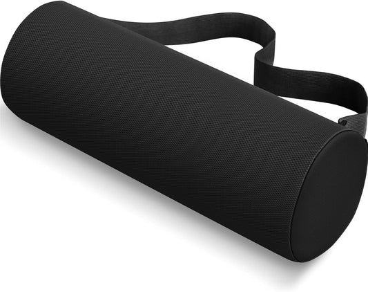 CushZone Lumbar Roll Support Pillow for Office Chair, Car, Gaming Chair, Memory Foam Back Cushion with Washable Cover for Relieving Back Pain & Improving Posture,Black