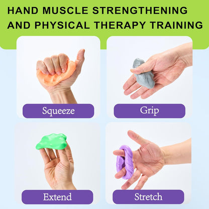 6 Pack Theramandu Therapy Putty Kit, Hand Strengthening and Sensory Therapy Putty for Exercise & Stress Relief, Therapy Putty for Adults, 6 Different Resistances, 3 Ounces of Each Putty