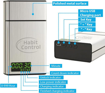 The Habit Control Timed Lock Box Small, Portable Lockbox with Timer Lock