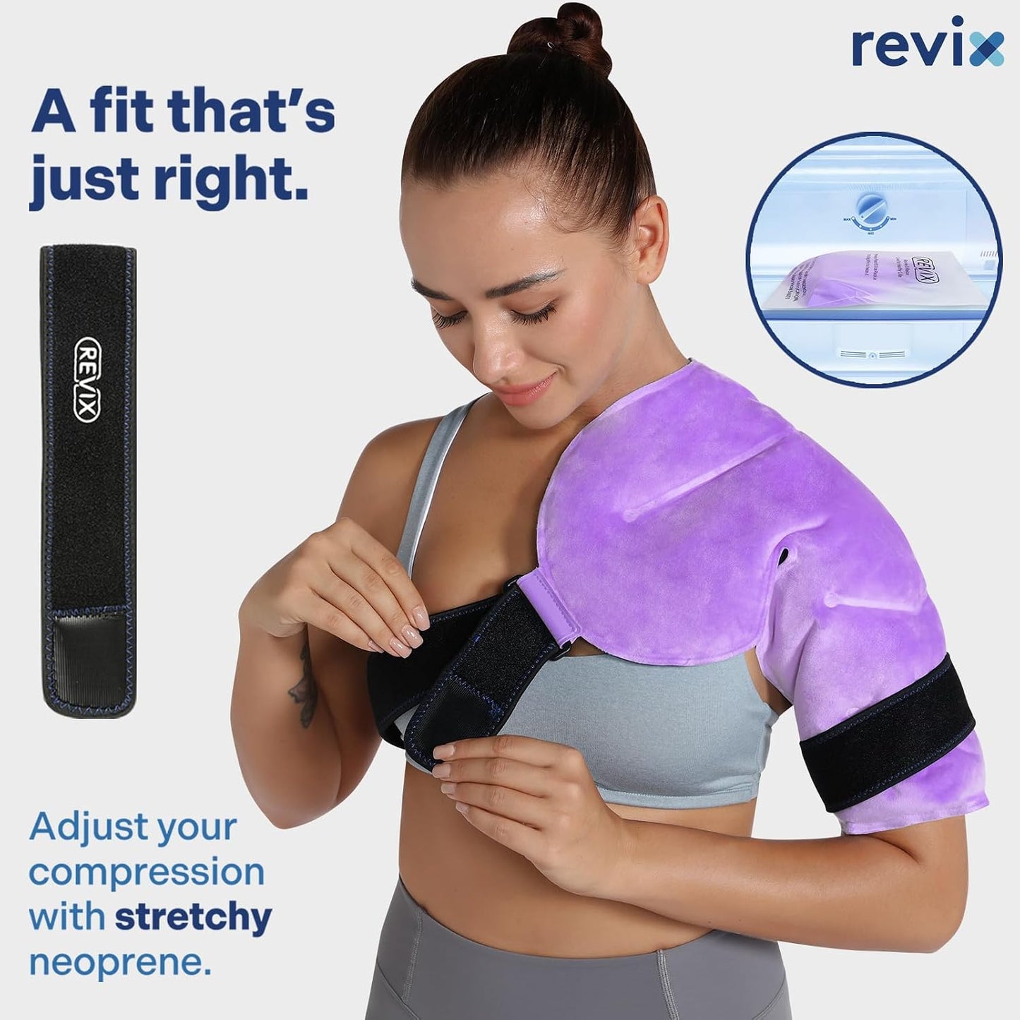REVIX Shoulder Ice Pack for Rotator Cuff Cold Therapy, Arm Gel Ice Pack for Injuries Reusable, Flexible Cold Compression Wrap for Post-Workout Recovery, Fatigue and Shoulder Discomfort, Blue